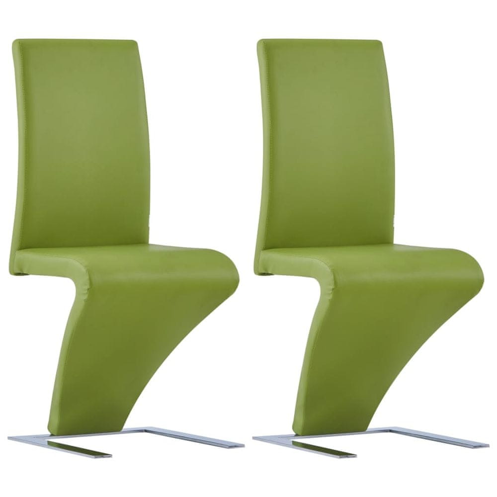 Petromila vidaXL Jedálenské stoličky, cikcakový tvar 2 ks, zelené, umelá koža